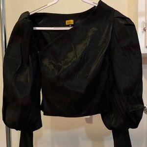 Ladies Asymmetric long sleeve black shirt